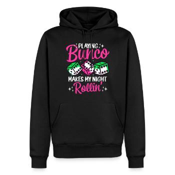 Playing Bunco Turns My Night into a Rollin Design - Men’s Premium Organic Hoodie - black - Front - Nico (187cm)