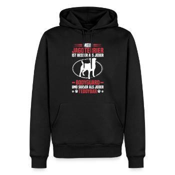 Hunting Terrier Me protège Terrier de chasse allemand - Sweat à capuche Premium bio Homme - noir - Devant - Nico (187cm)