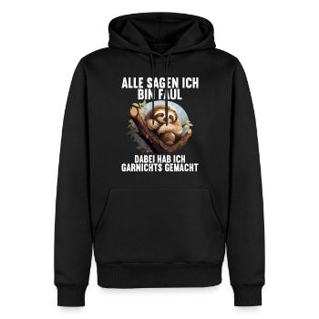 Mes parents disent tous que je suis paresseux - Sweat à capuche Premium bio Homme - noir - Devant - Nico (187cm)