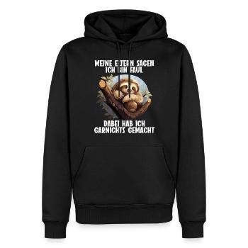 Mes parents disent tous que je suis paresseux - Sweat à capuche Premium bio Homme - noir - Devant - Nico (187cm)