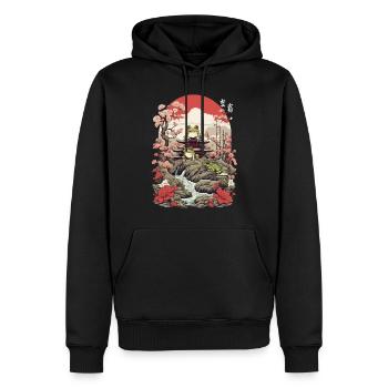 Frosch Streetwear Aesthetic Vintage Design - Männer Premium Bio Hoodie - Schwarz - Vorne - Nico (187cm)