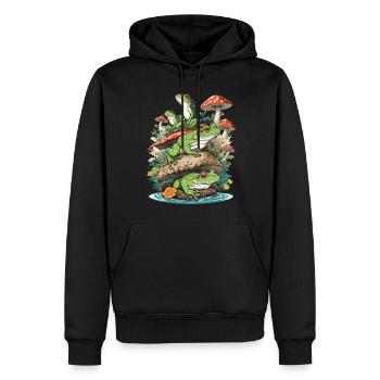 grenouille streetwear esthétique design vintage - Sweat à capuche Premium bio Homme - noir - Devant - Nico (187cm)
