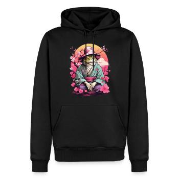 Vaporwave Aesthetic Vintage Frog Streetwear - Men’s Premium Organic Hoodie - black - Front - Nico (187cm)