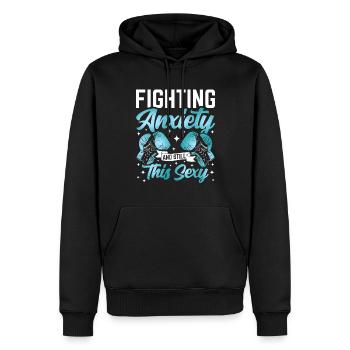 Sarcelle d’hiver SSPT Stress Trouble anxieux - Sweat à capuche Premium bio Homme - noir - Devant - Nico (187cm)