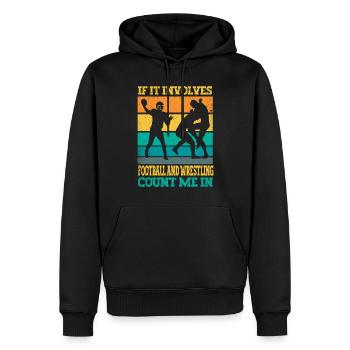 Drôle De Football Et De Lutte Lutteur - Sweat à capuche Premium bio Homme - noir - Devant - Nico (187cm)