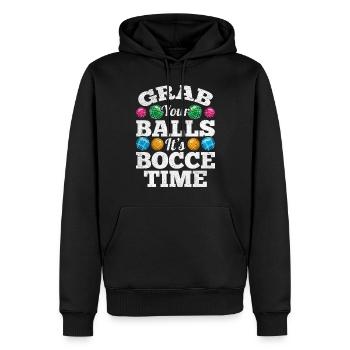 Attrapez vos balles C’est l’heure de la pétanque - Boule de pétanque drôle - Sweat à capuche Premium bio Homme - noir - Devant - Nico (187cm)
