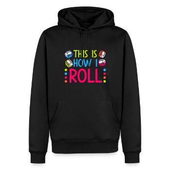 Bunco - Männer Premium Bio Hoodie - Schwarz - Vorne - Nico (187cm)