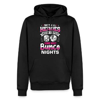Bunco - Männer Premium Bio Hoodie - Schwarz - Vorne - Nico (187cm)