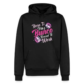 Bunco - Männer Premium Bio Hoodie - Schwarz - Vorne - Nico (187cm)