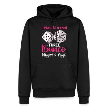 Bunco - Männer Premium Bio Hoodie - Schwarz - Vorne - Nico (187cm)