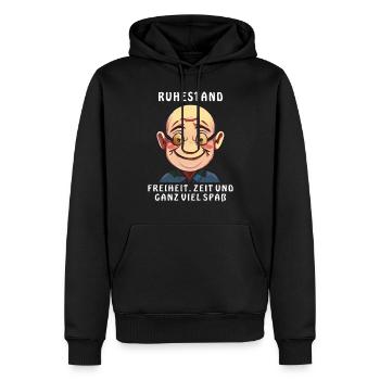 RETIREMENT FREEDOM, TIME AND LOTS OF FUN - Men’s Premium Organic Hoodie - black - Front - Nico (187cm)