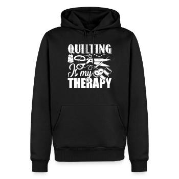 Quilting Quilting Is My Therapy - Men’s Premium Organic Hoodie - black - Front - Nico (187cm)