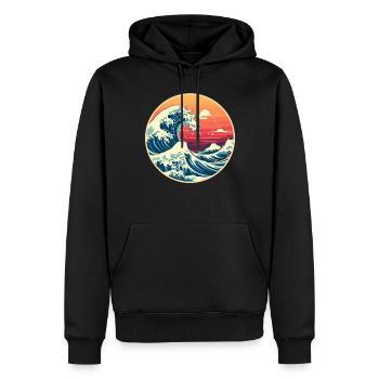 Große Welle The Great Wave Kanagawa - Männer Premium Bio Hoodie - Schwarz - Vorne - Nico (187cm)