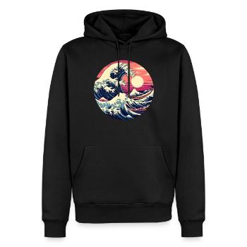 Große Welle The Great Wave Kanagawa - Männer Premium Bio Hoodie - Schwarz - Vorne - Nico (187cm)
