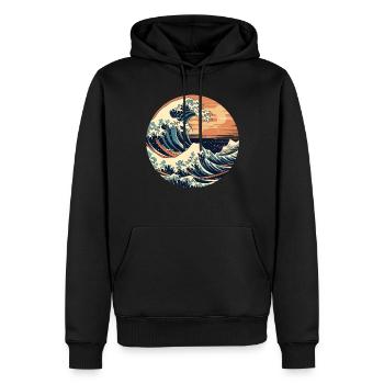 Große Welle La Grande Vague Kanagawa - Sweat à capuche Premium bio Homme - noir - Devant - Nico (187cm)