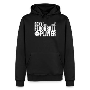 Jeu de floorball Unihockey - Joueur de floorball sexy - Sweat à capuche Premium bio Homme - noir - Devant - Nico (187cm)