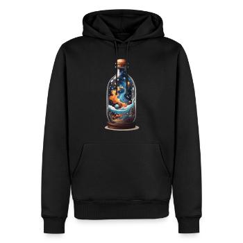 Weltall in Flasche Boho-Style Bohemian Streetwear - Männer Premium Bio Hoodie - Schwarz - Vorne - Nico (187cm)