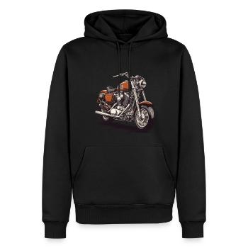 Moto Motard Streetwear Style de course rétro - Sweat à capuche Premium bio Homme - noir - Devant - Nico (187cm)