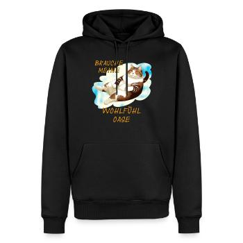 LE CHAT A BESOIN DE MON DE BIEN-ÊTRE - Sweat à capuche Premium bio Homme - noir - Devant - Nico (187cm)