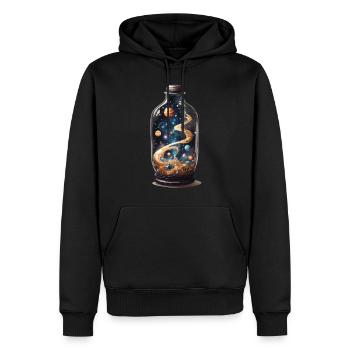 Outer Space in Bottle Boho Esthétique Streetwear - Sweat à capuche Premium bio Homme - noir - Devant - Nico (187cm)