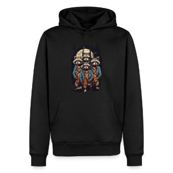 Lustiges Waschbär Design Freunde Wald Ästhetik - Männer Premium Bio Hoodie - Schwarz - Vorne - Nico (187cm)