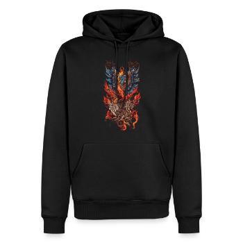 Ikonisches Fabelwesen Phönix Vogel Streetwear - Männer Premium Bio Hoodie - Schwarz - Vorne - Nico (187cm)