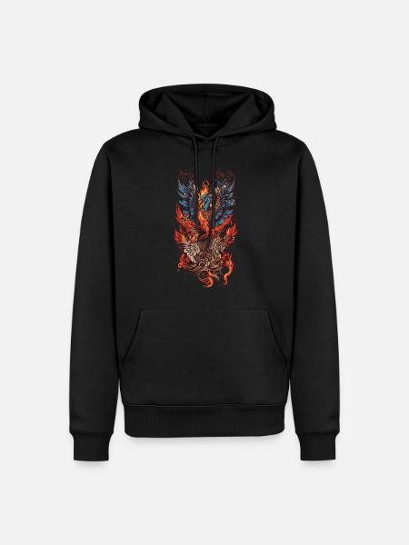 Kultowe mityczne stworzenie Phoenix Bird Streetwear - Ekologiczna męska bluza z kapturem Premium - czarny