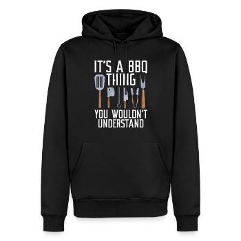 Grillades Barbecue Grillades - Sweat à capuche Premium bio Homme - noir - Devant - Nico (187cm)
