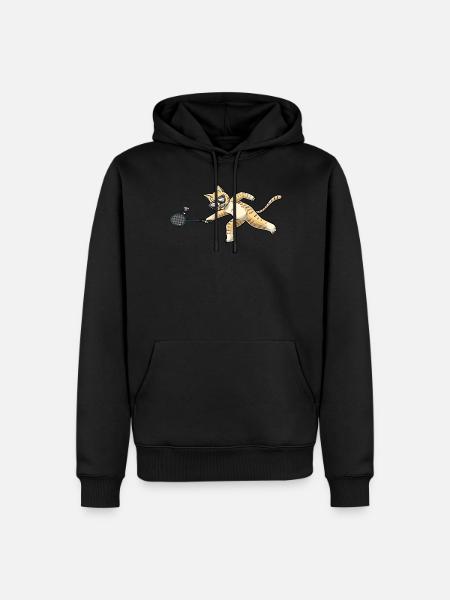 Funny badminton cat - Men’s Premium Organic Hoodie - black
