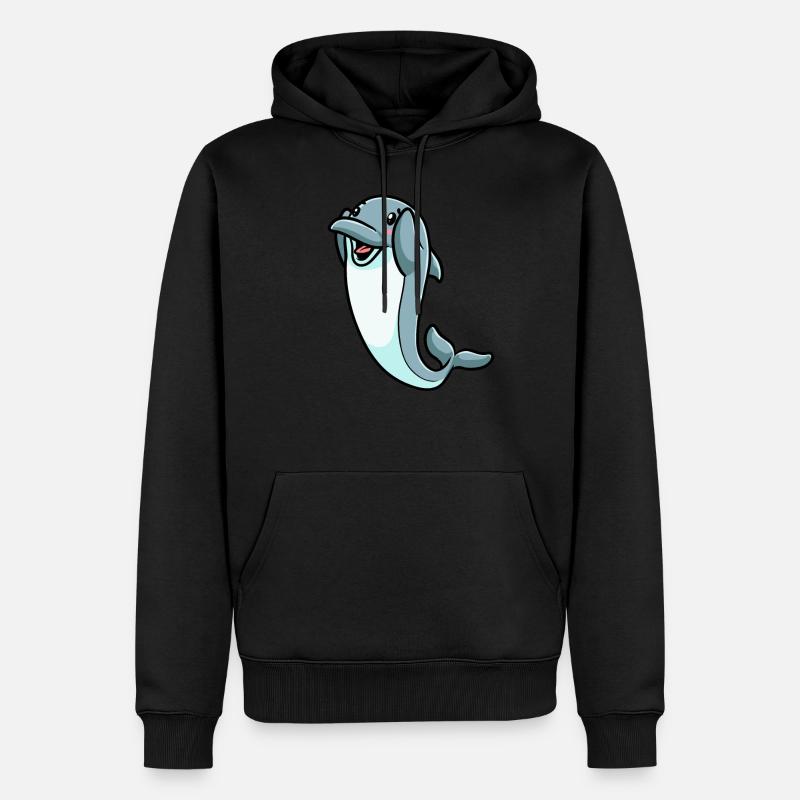 Émoticône de dauphin - Sweat à capuche Premium bio Homme - noir