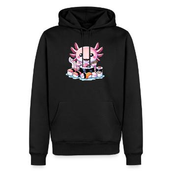 Amateurs d’axolotl et de sushis, japonais - Sweat à capuche Premium bio Homme - noir - Devant - Nico (187cm)