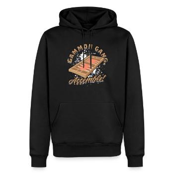 Backgammon Gammon Gang Rassemblez-vous ! - Sweat à capuche Premium bio Homme - noir - Devant - Nico (187cm)