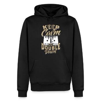Backgammon Gardez votre calme et doublez la mise - Sweat à capuche Premium bio Homme - noir - Devant - Nico (187cm)