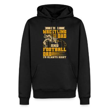 J’ai deux titres : Wrestling Dad et Football Dad - Sweat à capuche Premium bio Homme - noir - Devant - Nico (187cm)