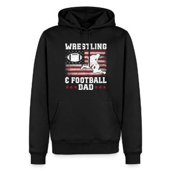 J’ai deux titres : Wrestling Dad et Football Dad - Sweat à capuche Premium bio Homme - noir - Devant - Nico (187cm)