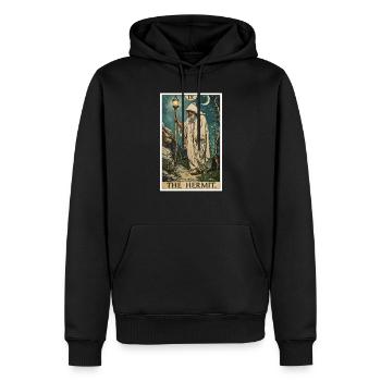 Carte de Tarot Carte de Tarot L’Ermite L’Ermite - Sweat à capuche Premium bio Homme - noir - Devant - Nico (187cm)