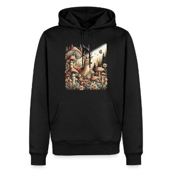 Cerf esthétique Cottagecore - Sweat à capuche Premium bio Homme - noir - Devant - Nico (187cm)