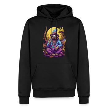 Faultier Psychedelic Art Wald Pilze Musik Festival - Männer Premium Bio Hoodie - Schwarz - Vorne - Nico (187cm)