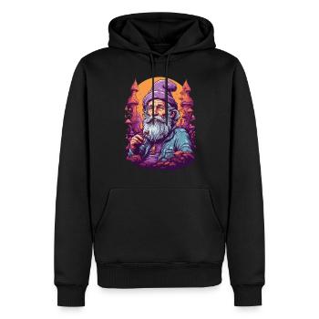 Old Dude Vivid Colors Psychedelic Forest Mushrooms - Men’s Premium Organic Hoodie - black - Front - Nico (187cm)