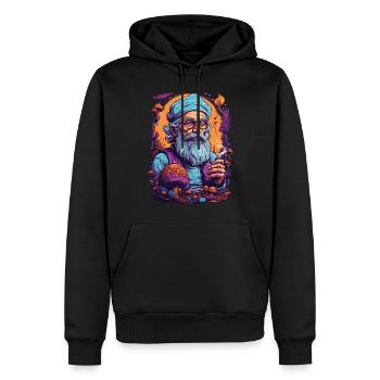 Lebendige Farben Wald Pilze Psychedelic Art - Männer Premium Bio Hoodie - Schwarz - Vorne - Nico (187cm)