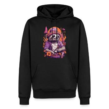 Faultier Psychedelic Art Musik Festival Wald Pilze - Männer Premium Bio Hoodie - Schwarz - Vorne - Nico (187cm)