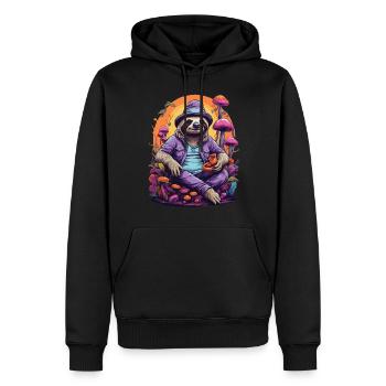 Faultier Psychedelic Art Goa Trance Wald Pilze - Männer Premium Bio Hoodie - Schwarz - Vorne - Nico (187cm)