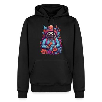 Festival de musique d’art psychédélique champignons forestiers Goa - Sweat à capuche Premium bio Homme - noir - Devant - Nico (187cm)