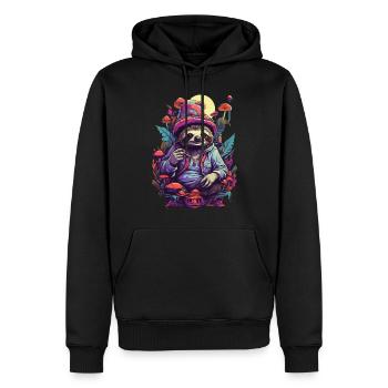 Paresseux Art psychédélique Woodland Mushrooms Festival de musique - Sweat à capuche Premium bio Homme - noir - Devant - Nico (187cm)