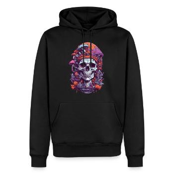 Psychedelic Art Skull Forest Mushrooms Music Festival - Men’s Premium Organic Hoodie - black - Front - Nico (187cm)