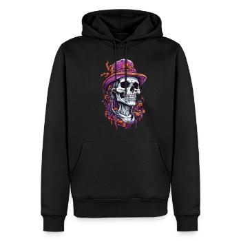 Skull Psychedelic Art Goa Trance Pilze - Männer Premium Bio Hoodie - Schwarz - Vorne - Nico (187cm)