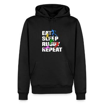 Eat Sleep Rugby Repeat - Rugby Player Rugby Sport - Männer Premium Bio Hoodie - Schwarz - Vorne - Nico (187cm)