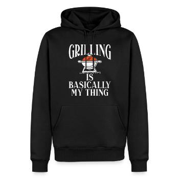 Grillades Barbecue Grillades - Sweat à capuche Premium bio Homme - noir - Devant - Nico (187cm)