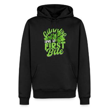 Koriander Cilantro Love at First Bite - Männer Premium Bio Hoodie - Schwarz - Vorne - Nico (187cm)