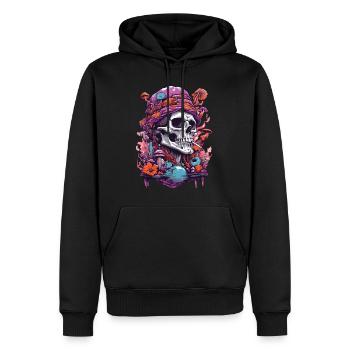 Psychedelic Skull Wald Pilze Musik Festival Art - Männer Premium Bio Hoodie - Schwarz - Vorne - Nico (187cm)